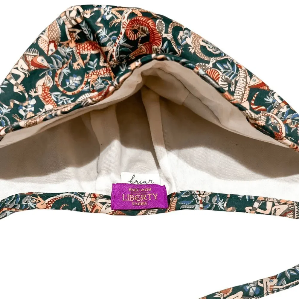 Briar Brimmed Winston Bonnet Lizard Print Liberty Fabric Size 18-24M
